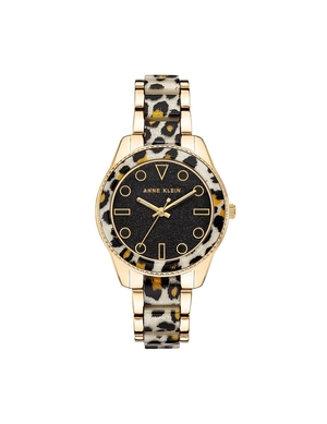 Les métaux Anne Klein Shimmer Leopard Print Resin Link Watch   | KXR-0875698